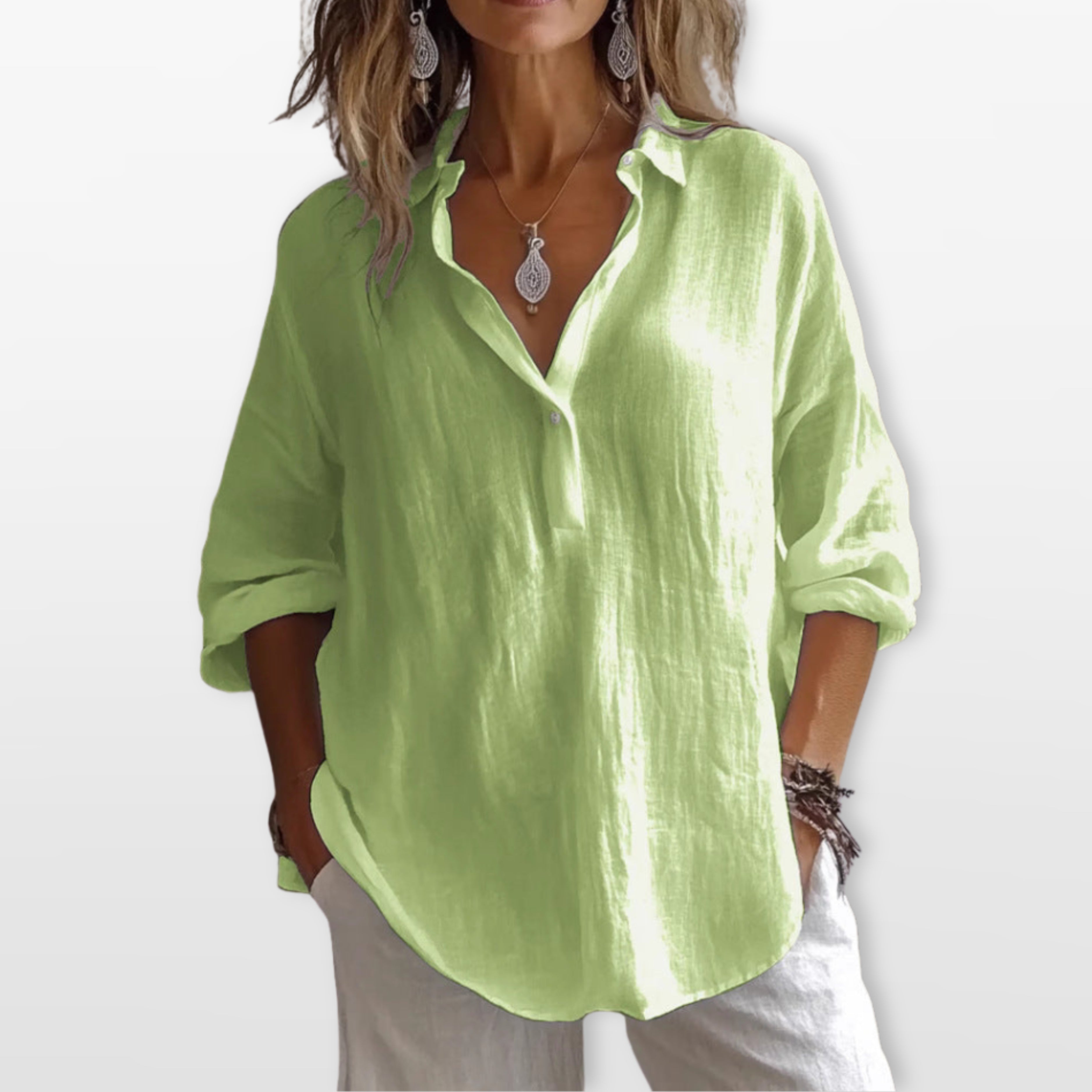 Women’s Loose Fit Blouse Casual Button Shirt
