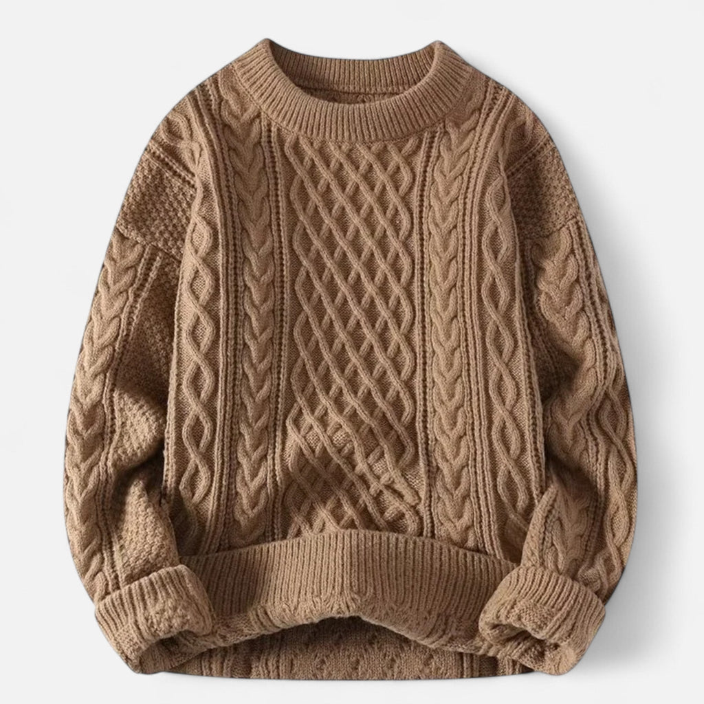 Men's Cable Knit Crew Neck Sweater