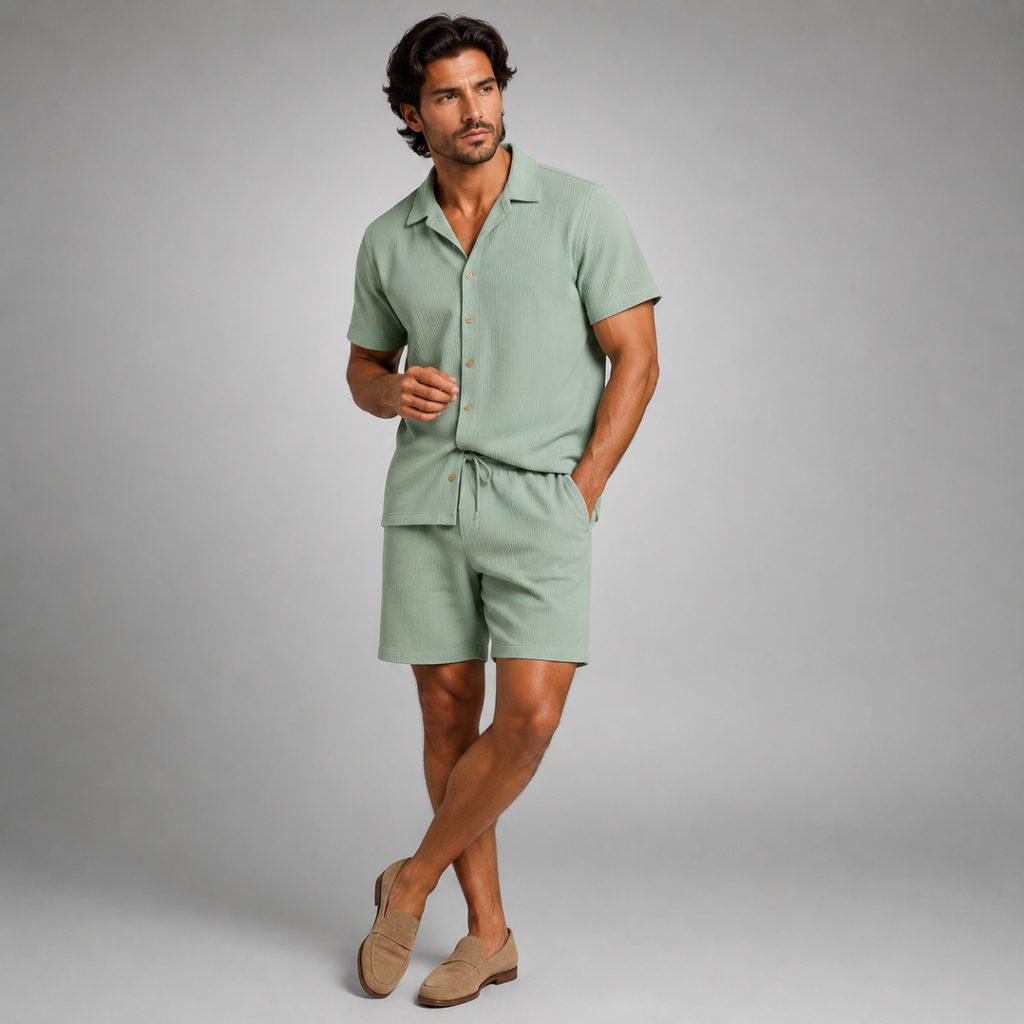 Men’s Short-Sleeve Shirt and Shorts Set