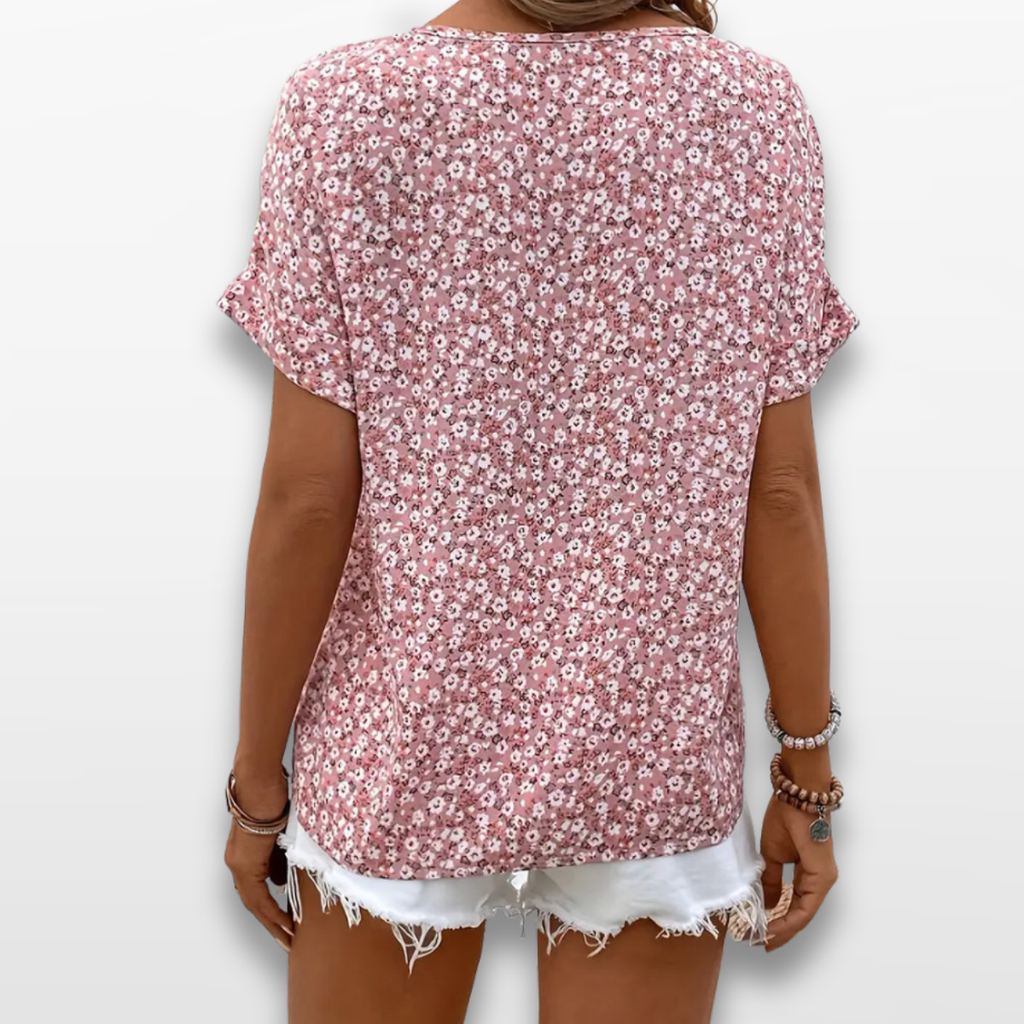 Women Floral Button Blouse Casual Summer Top