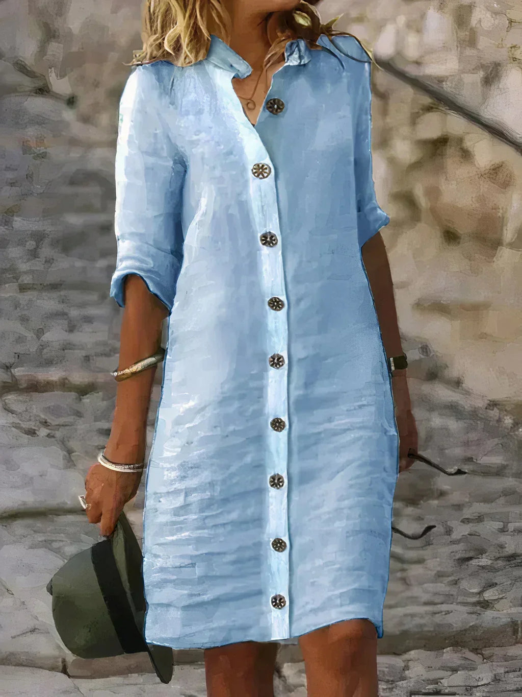 Women's Button Front Shirt Dress