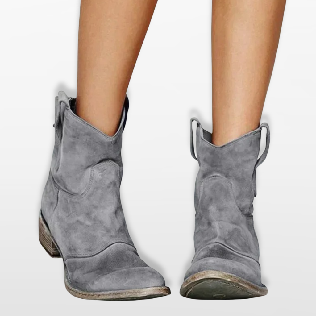 Women Western Ankle Boots Block Heel
