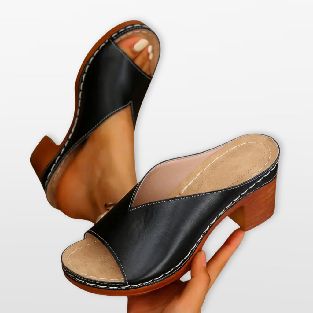 Women Block Heel Mule Sandals