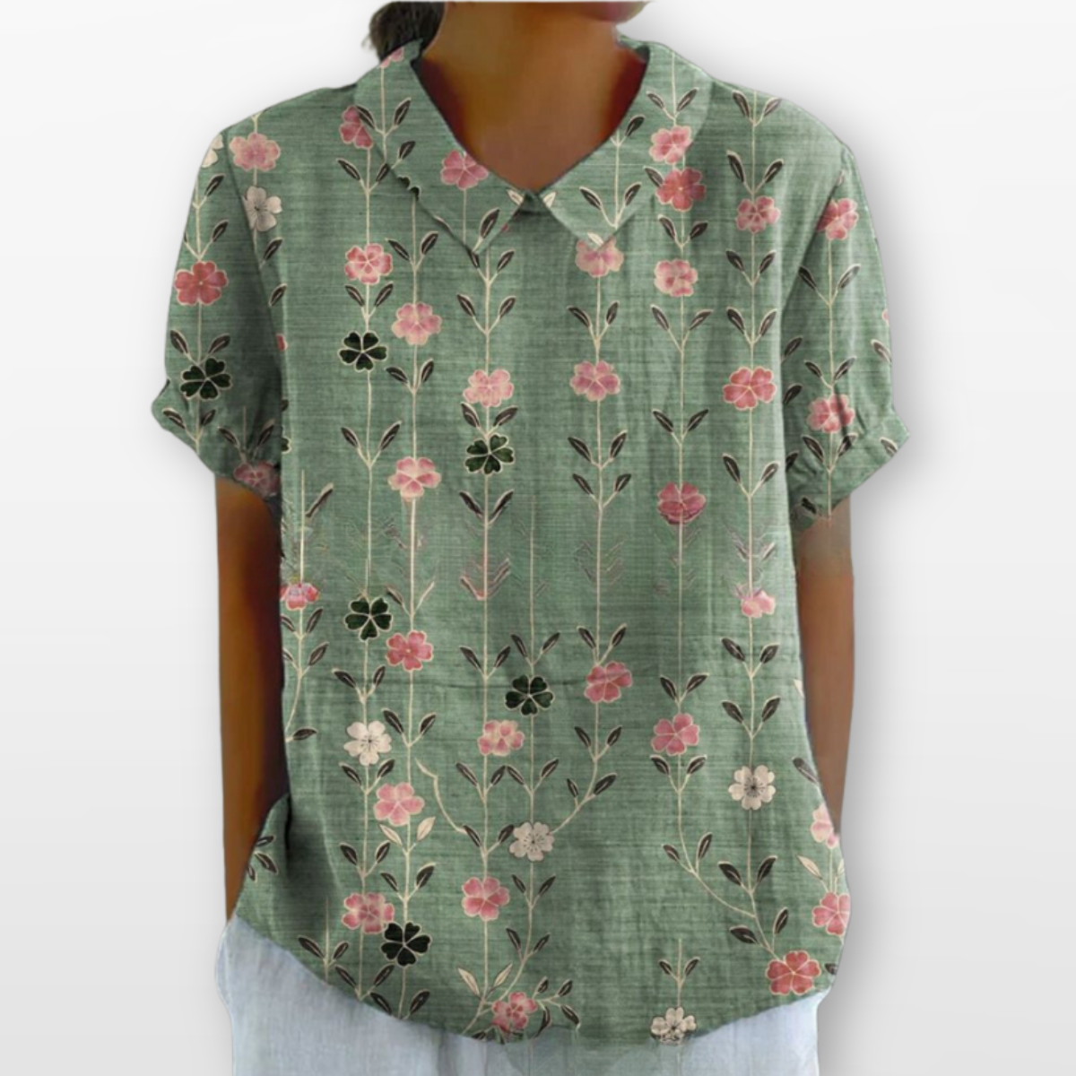 Women Floral Collar Blouse Casual Top