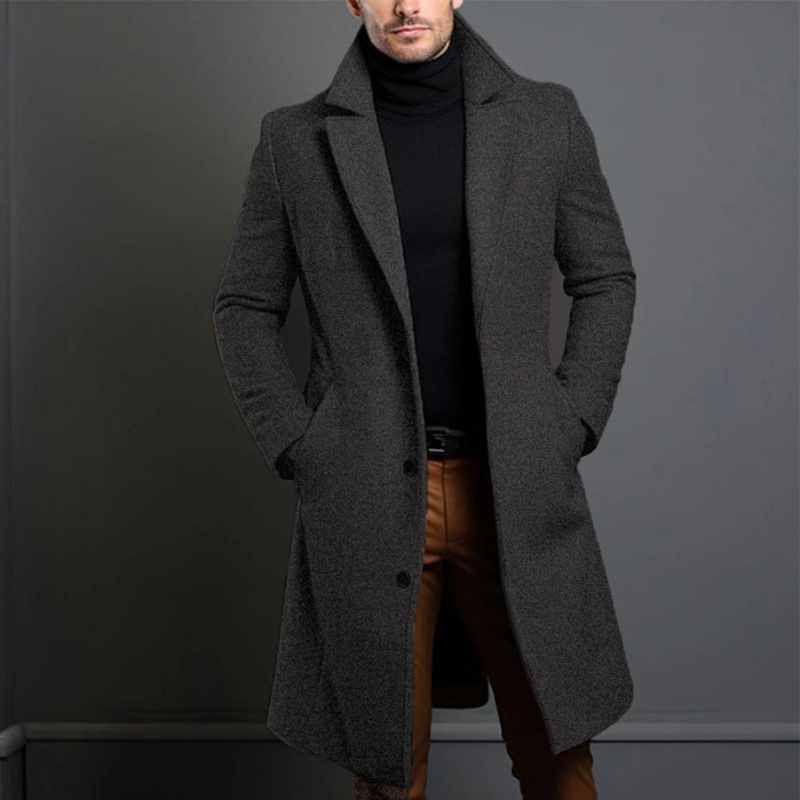 Men’s Long Single-Breasted Overcoat