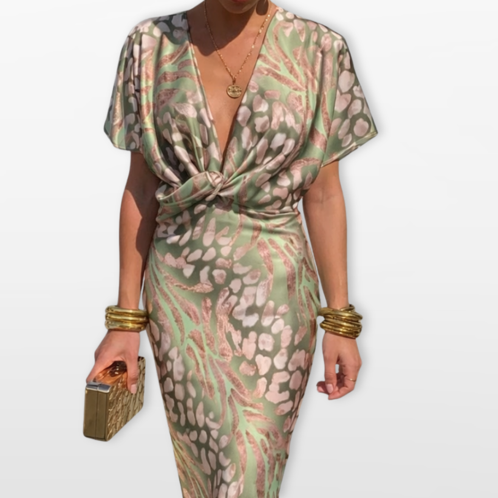 Women Twist Front Midi Evening Dress