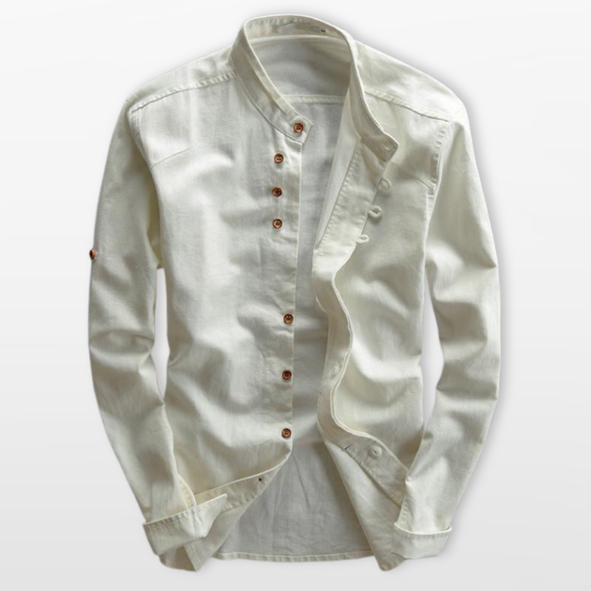 Men Mandarin Collar Button Up Shirt