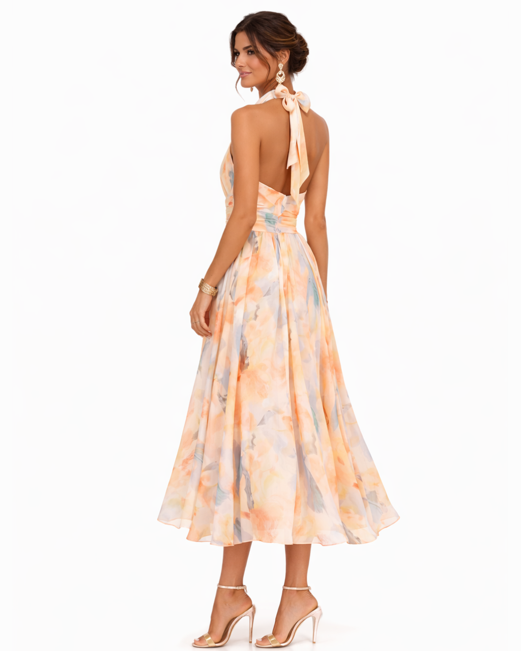 Women's Floral Halter Midi Dress