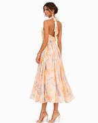 Women's Floral Halter Midi Dress