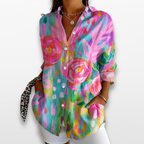 Women Floral Button Blouse Casual Chic Top