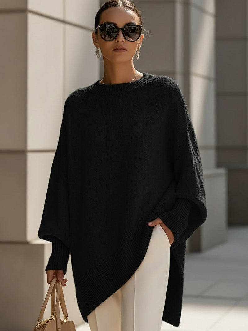 Women’s Oversized Asymmetrical Poncho Sweater