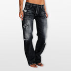 Women’s Distressed Straight Leg Denim Jeans