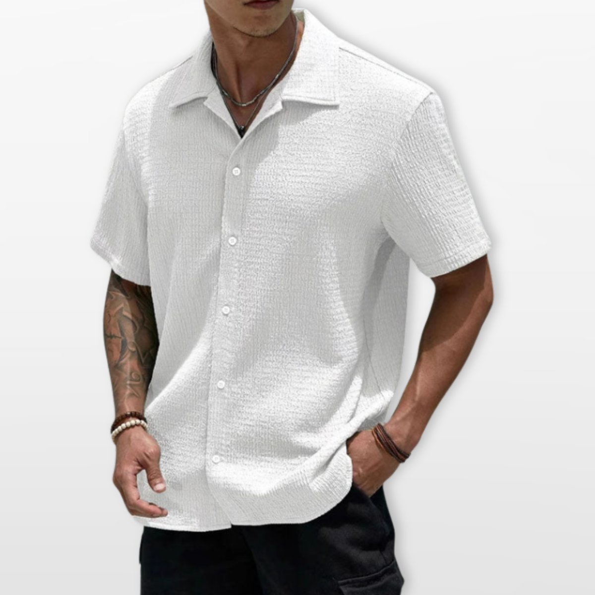 Men Textured Short Sleeve Casual Shirt