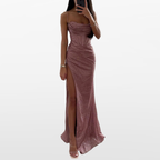 Women Corset Slit Evening Maxi Dress