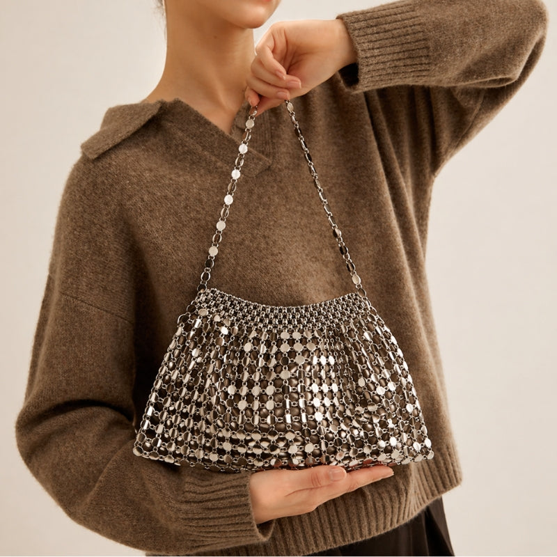 Women’s Metallic Chain Mesh Handbag