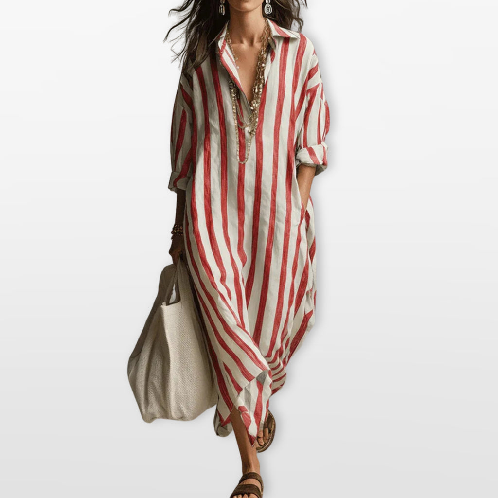 Women’s Striped Maxi Shirt Dress