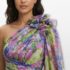 Women’s One Shoulder Floral Maxi Dress Slit