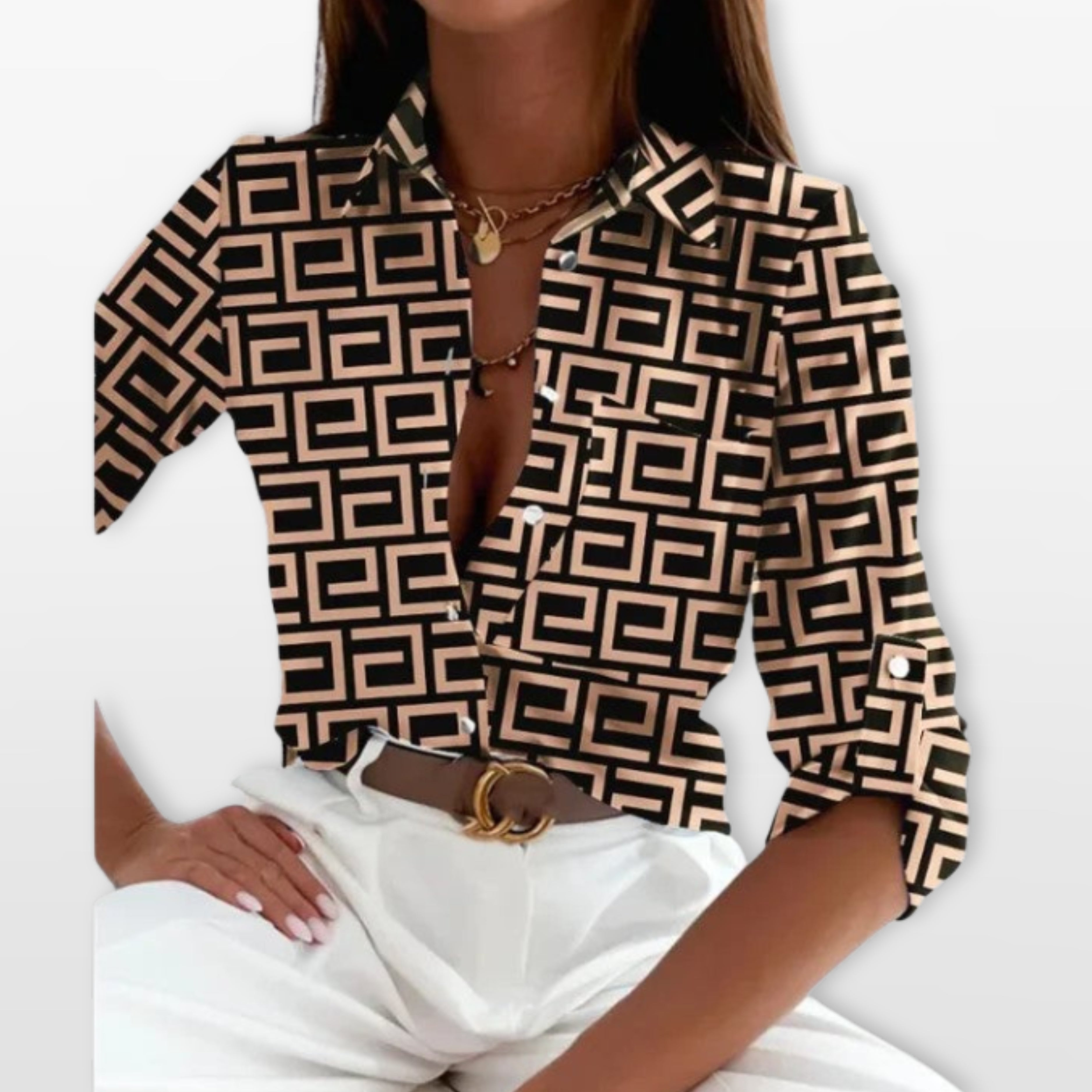 Women’s Printed Button Down Shirt Patterned Statement