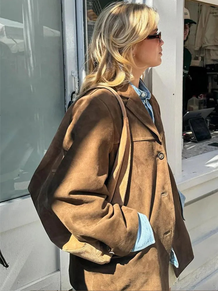 Women's Suede-Look Casual Blazer
