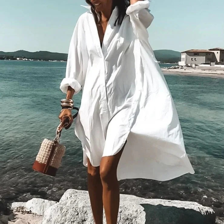 Women’s Oversized Long Sleeve Shirt Dress