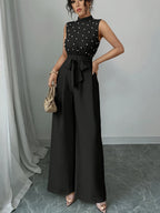 Women's Wide Leg Jumpsuit with Embellished Bodice