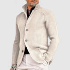 Men’s Stand-Collar Button-Front Knit Cardigan