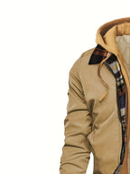 Men’s Hooded Jacket with Plaid Trim