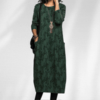 Women Printed Midi Dress With Pockets