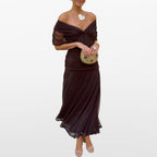 Women Off Shoulder Elegant Midi Dress