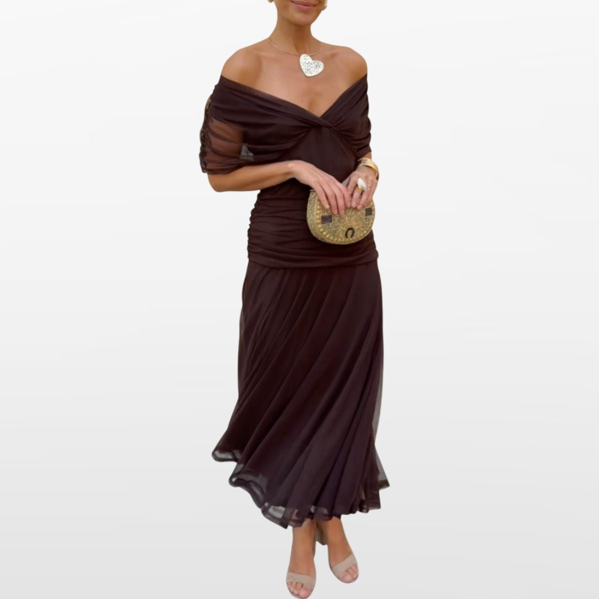 Women Off Shoulder Elegant Midi Dress