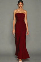 Women's Strapless Pleated Maxi Dress