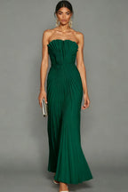 Women's Strapless Pleated Maxi Dress