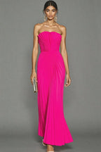 Women's Strapless Pleated Maxi Dress