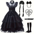 Women’s Halloween Wednesday Costume Dress Set
