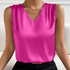 Women’s Satin Sleeveless V-Neck Blouse