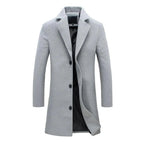 Men's Long Overcoat With Notch Lapels