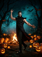 Men’s Halloween Vampire Costume with Long Cape