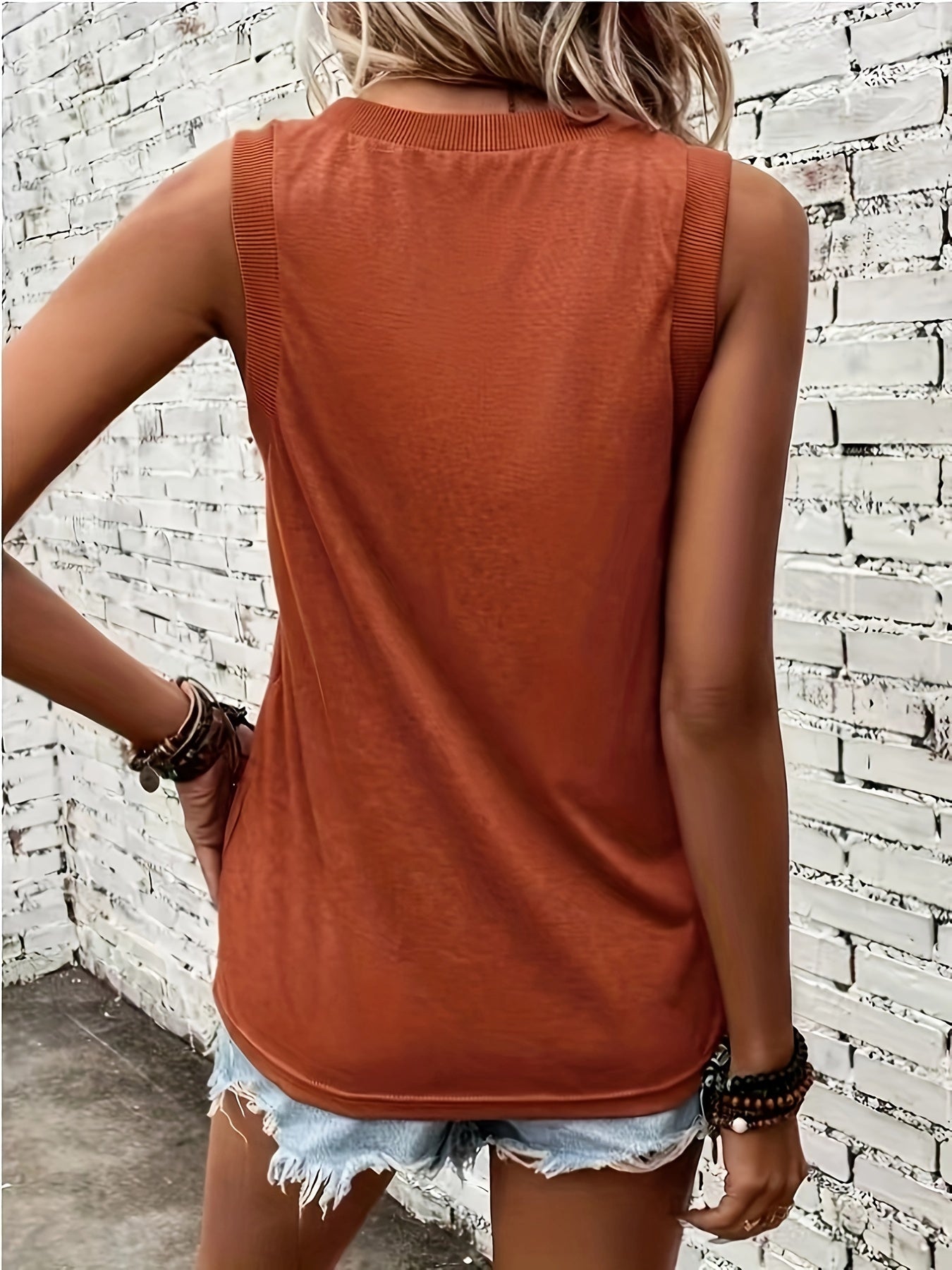 Women's V Neck Sleeveless Top