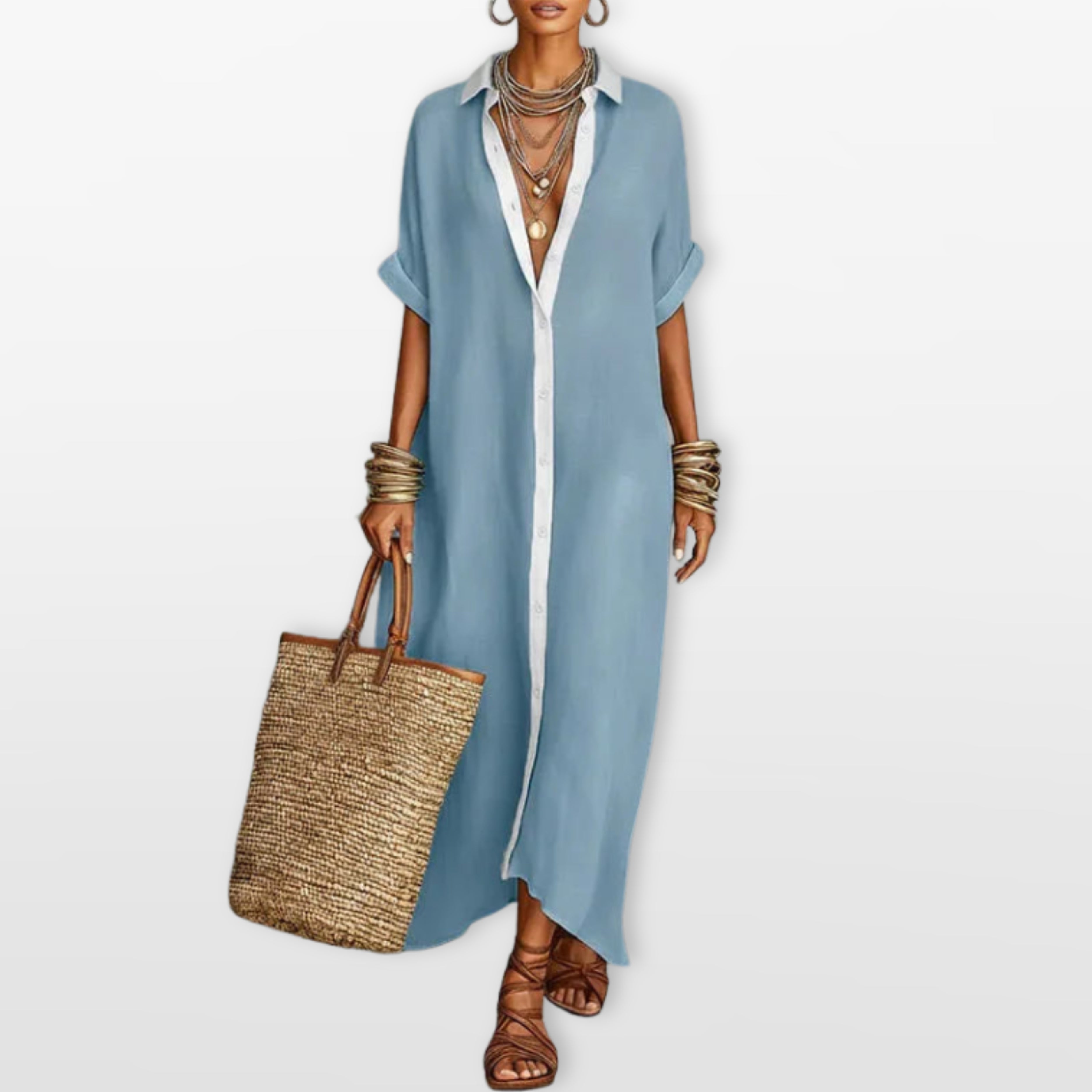 Women’s Maxi Shirt Dress Oversized Button
