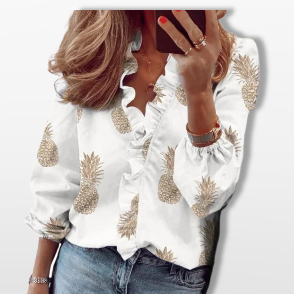 Women Ruffle V Neck Blouse Elegant Top