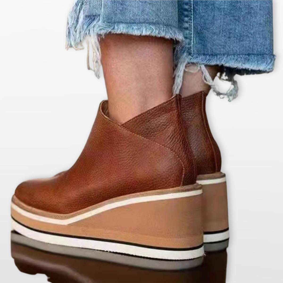 Women Platform Ankle Boots Slip On
