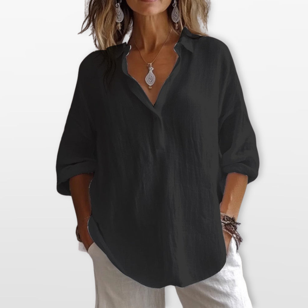 Women’s Loose Fit Blouse Casual Button Shirt