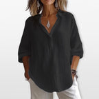 Women’s Loose Fit Blouse Casual Button Shirt