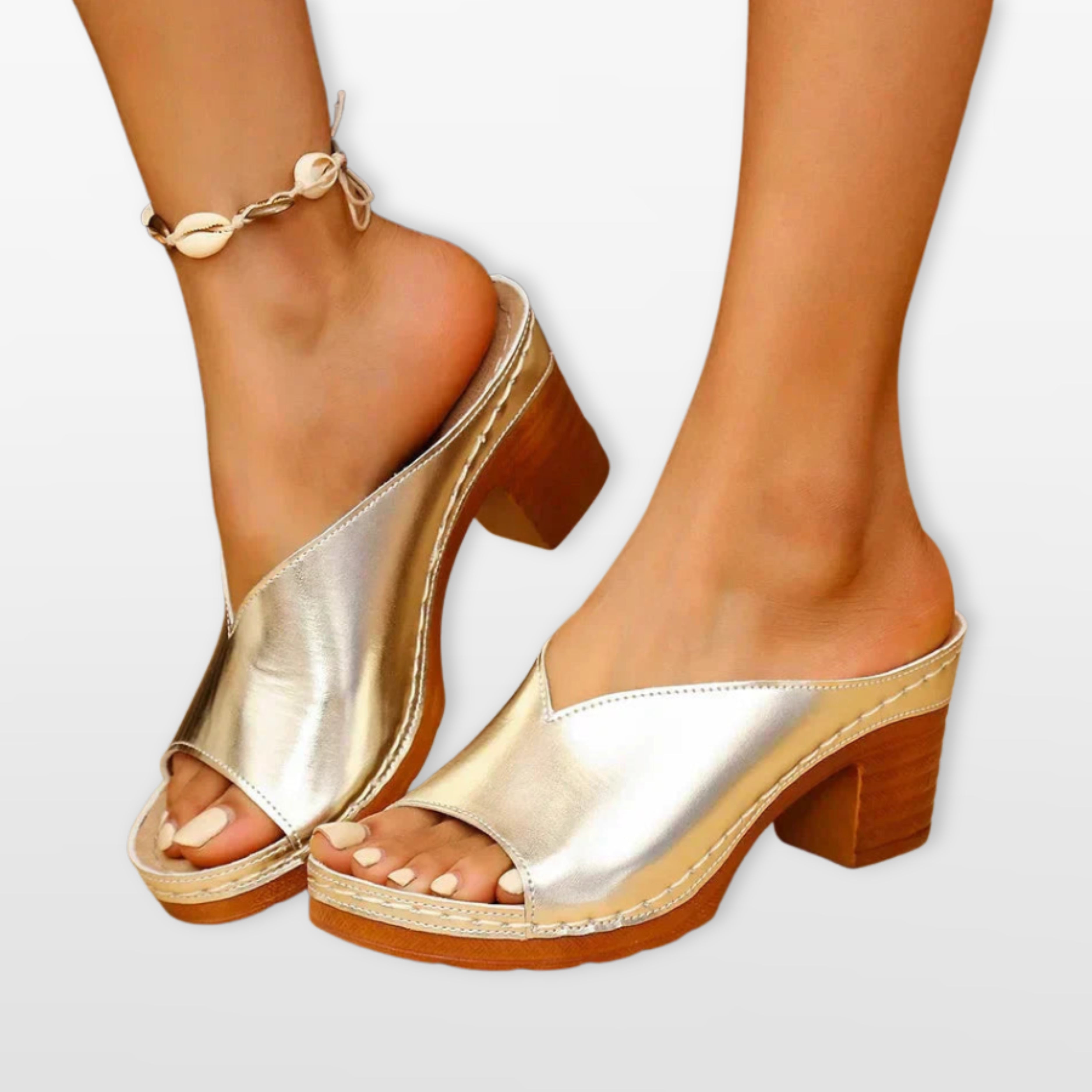 Women Block Heel Mule Sandals