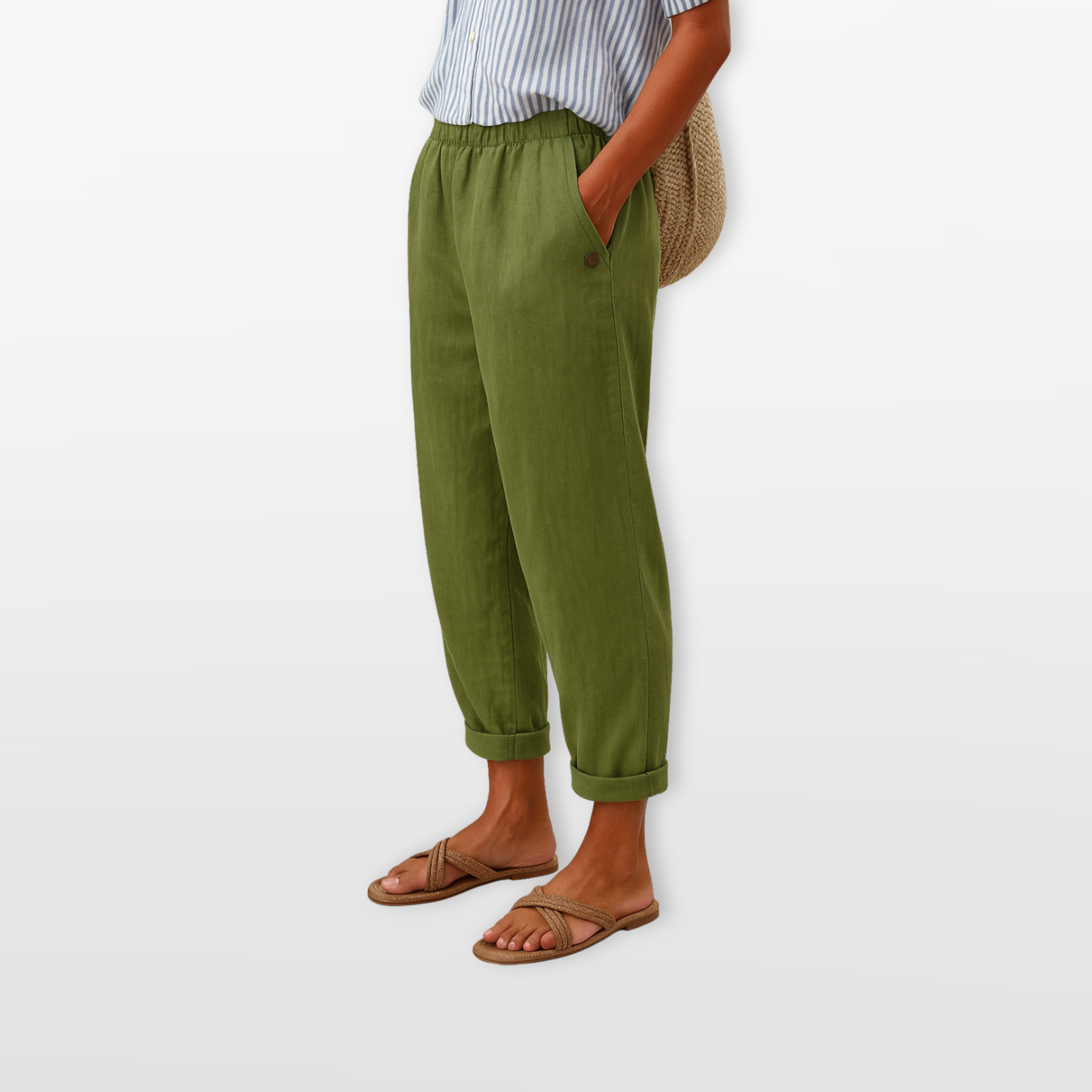 Women’s Relaxed Cropped Pants Elastic Waist