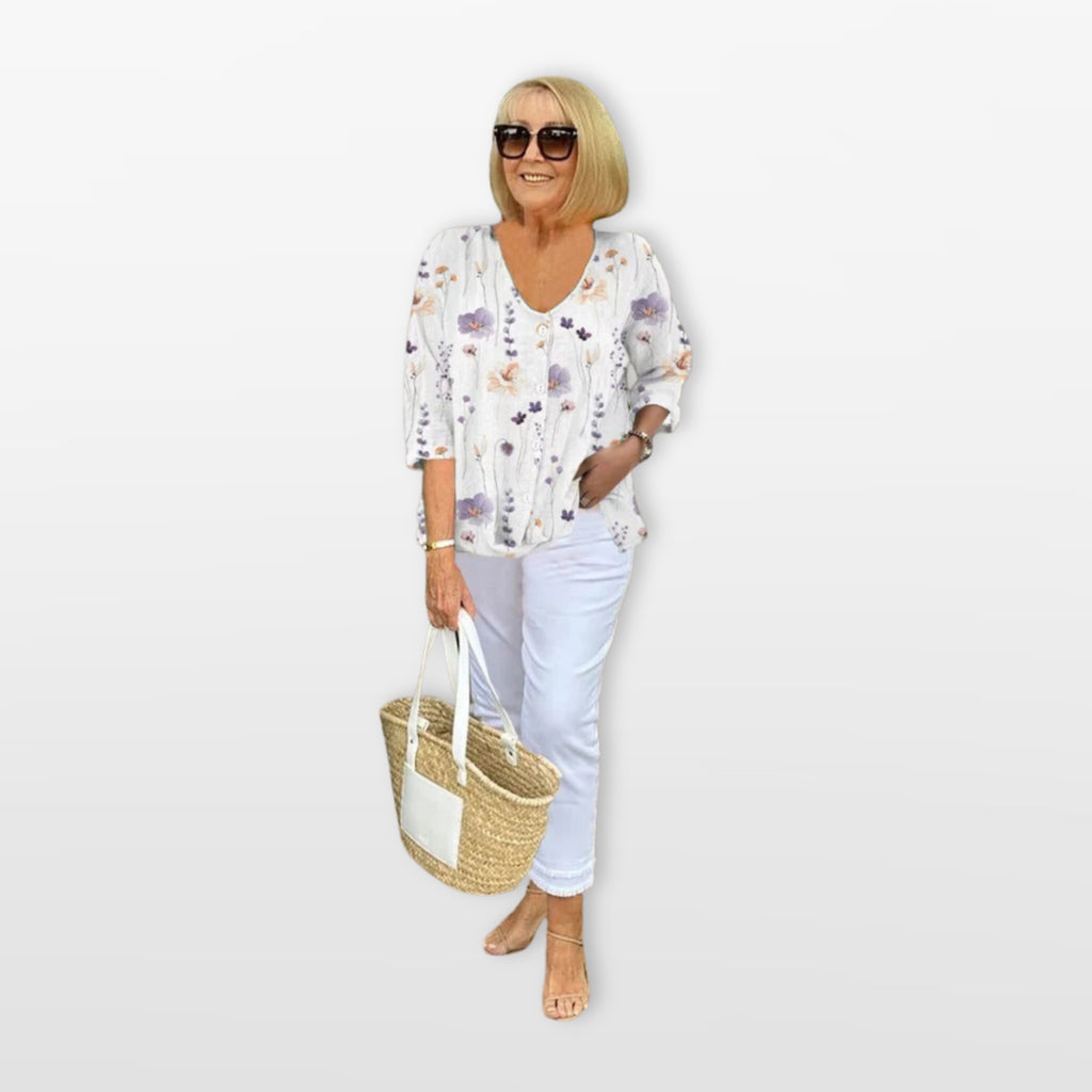 Women’s Floral Button Blouse Relaxed Fit