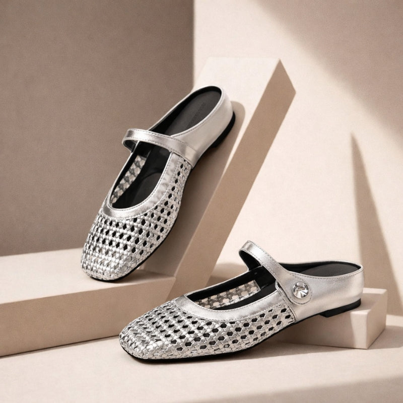 Women’s Woven Mary Jane Mule Flats
