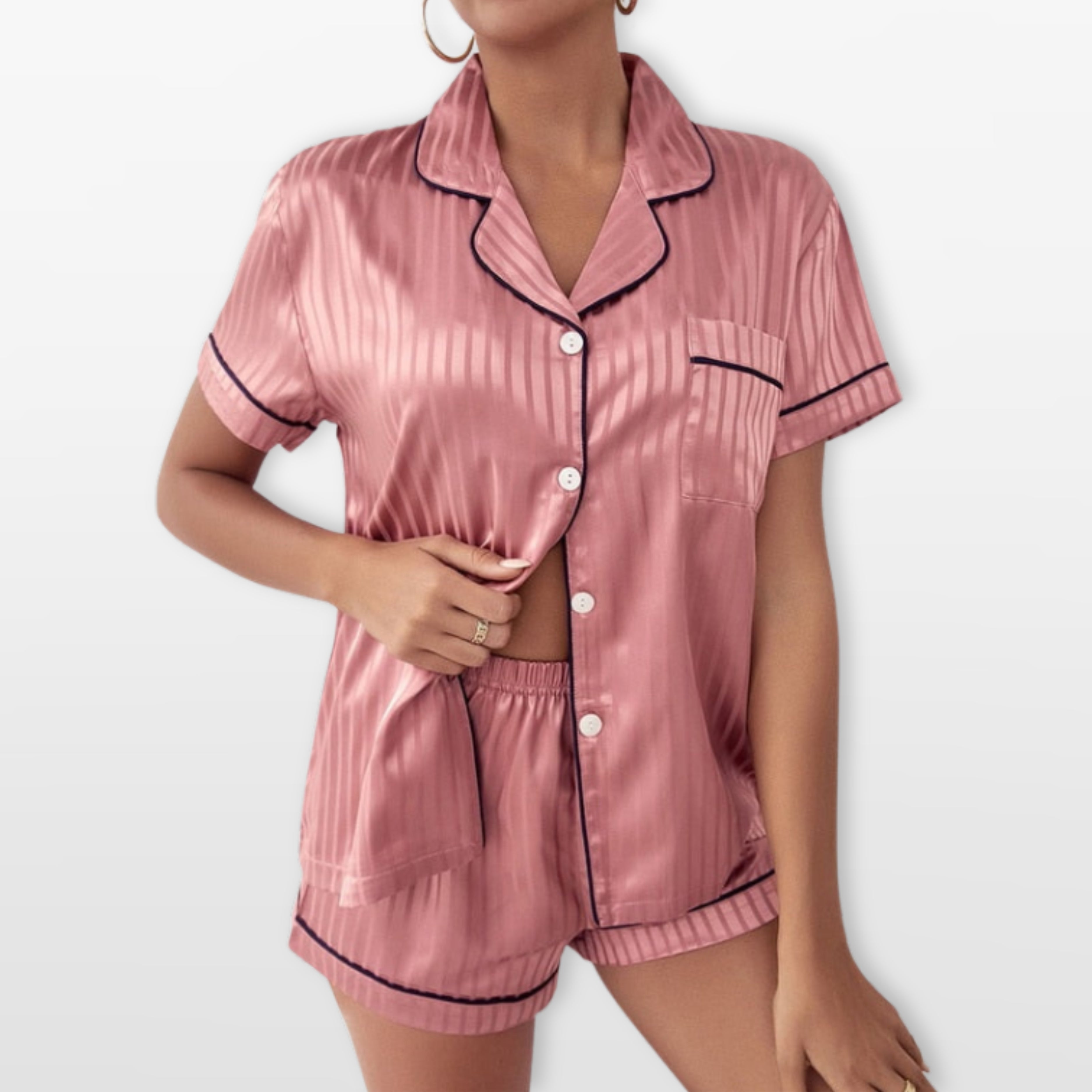 Women’s Satin Pajama Set Printed Sleepwear