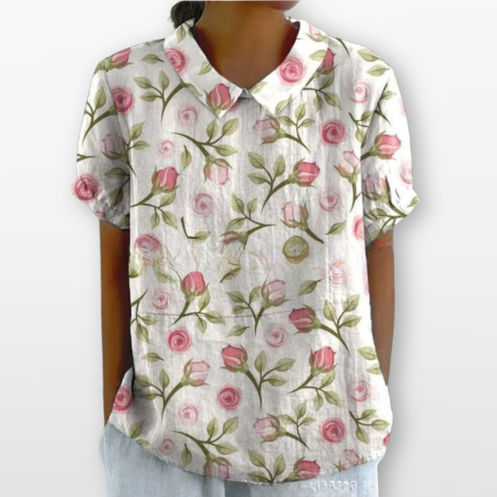 Women Floral Collar Blouse Casual Top