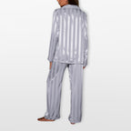 Women’s Satin Pajama Set Striped Loungewear